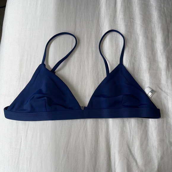 Mara Hoffman Triangle Bathing Suit Top - Navy - Picture 1 of 4